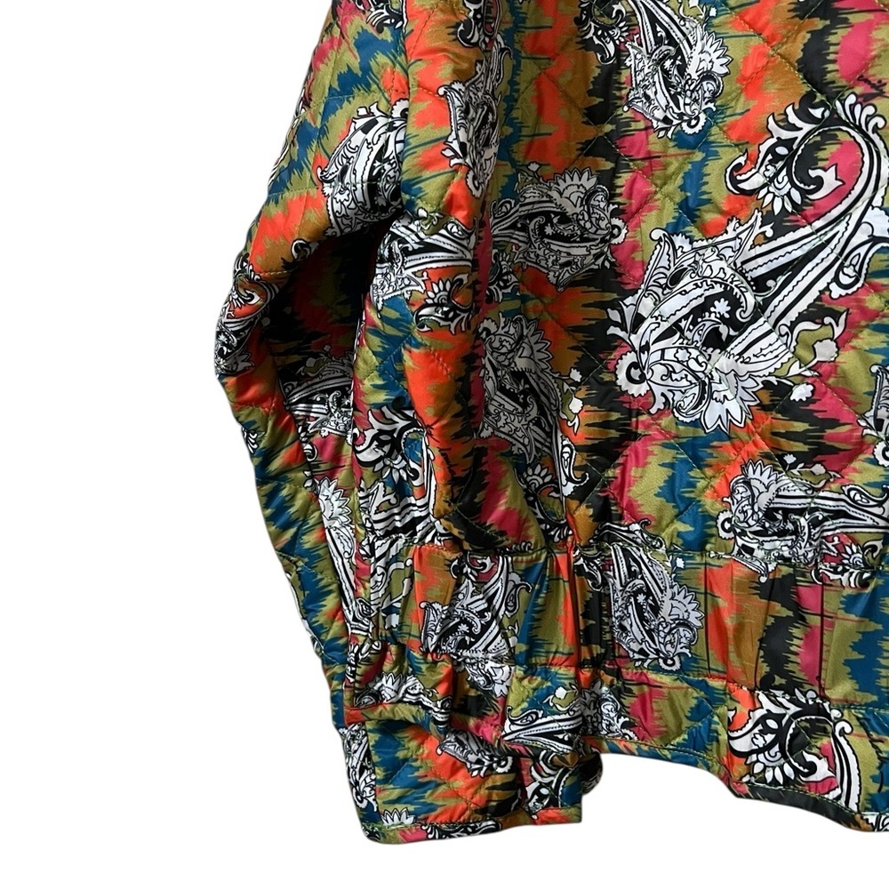 Emily Lovelock multicolor paisley quilted zip front boxy jacket colorful - Picture 9 of 11
